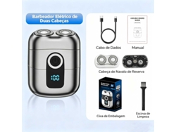 Afeitadora Eléctrica Portátil Doble Cabeza Magnética, Pantalla Digital, Con Cabeza De Repuesto, Recargable Usb, Ideal Para Viajes