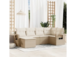 Conjunto de 6 sofás de jardín con cojines de mimbre beige Dkd Home Decor