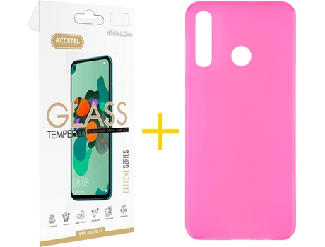 Kit Funda + Protector de Pantalla Huawei P Smart 2019 Plus ACCETEL Liso 2 Rosa