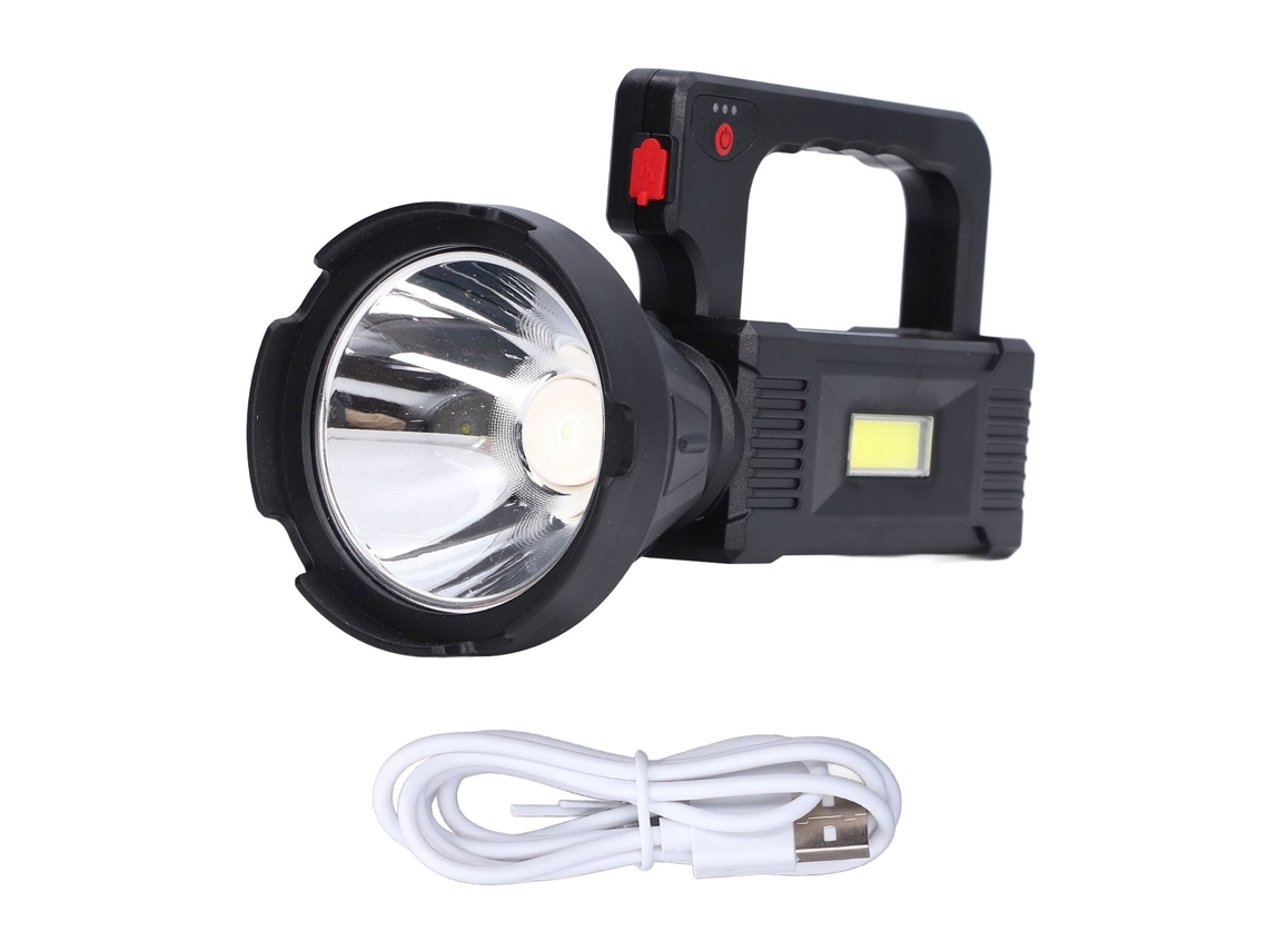 Linterna Con Foco Recargable Por Usb, Doble Fuente De Luz, Indicador Inteligente De Batería Y 5 Modos.
