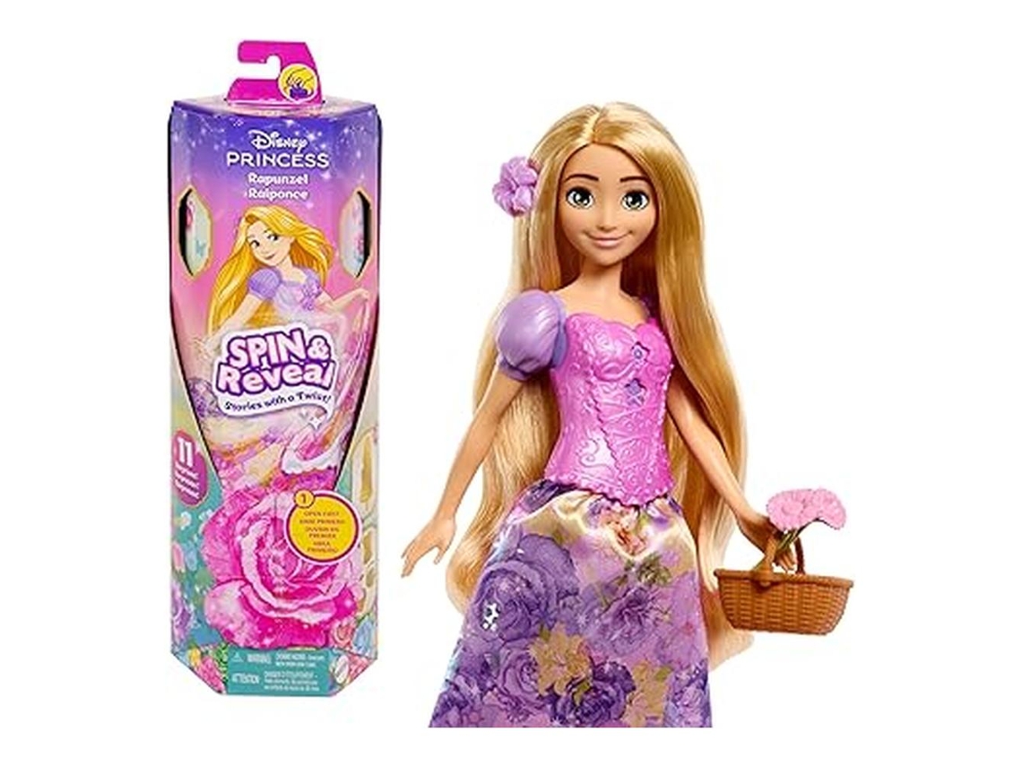 Muñeca Disney Princesa Rapunzel Spin Reveal con accesorios Hxn21 Mattelp25