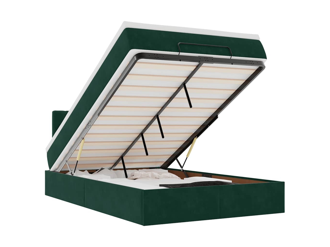 Maison Exclusive - Estructura Cama Otomana Colchón Terciopelo Verde Oscuro