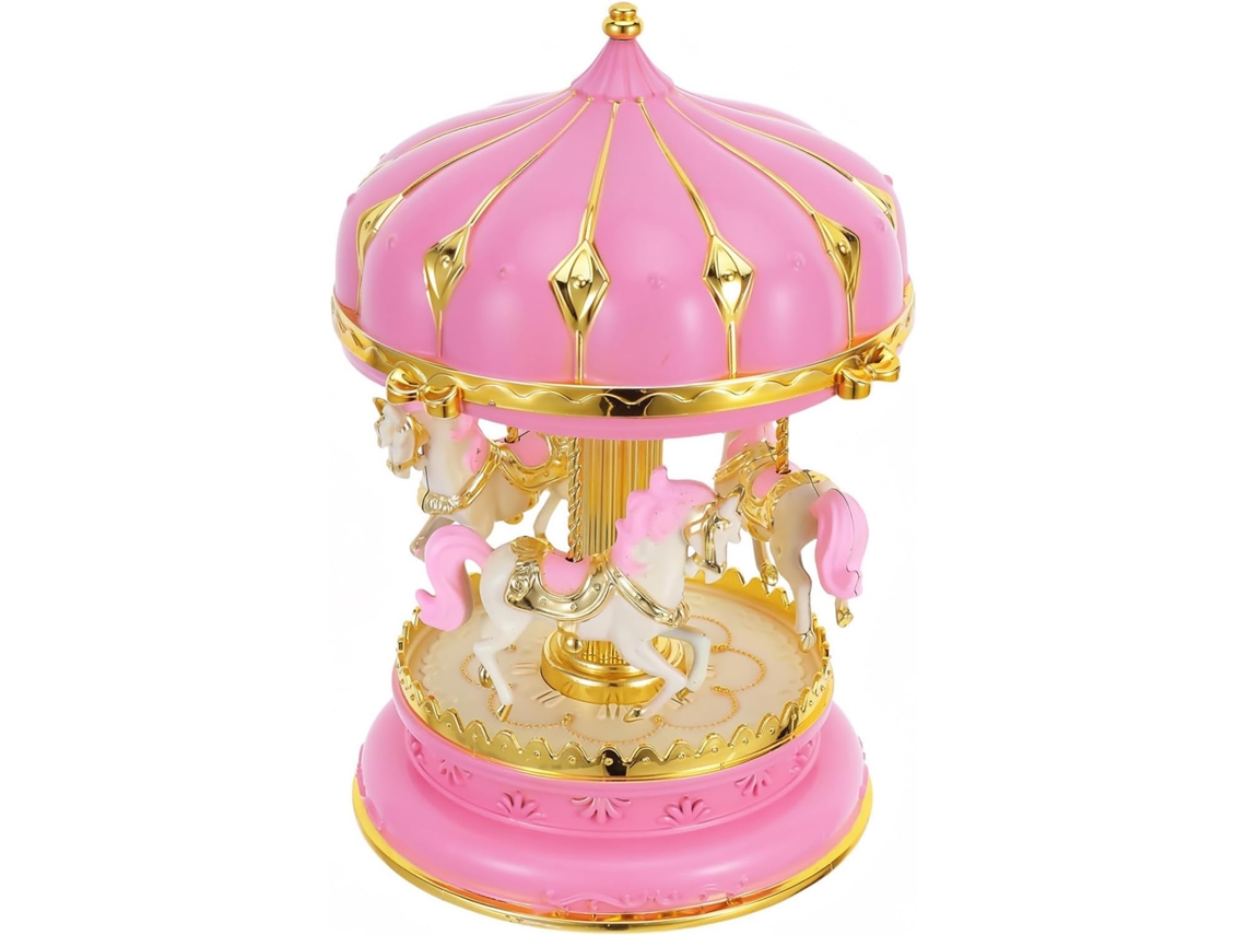 Música Creativa Forma Carrusel Caballo Plástico Giratorio Intermitente Decoración Romántica Escritorio Ideal
