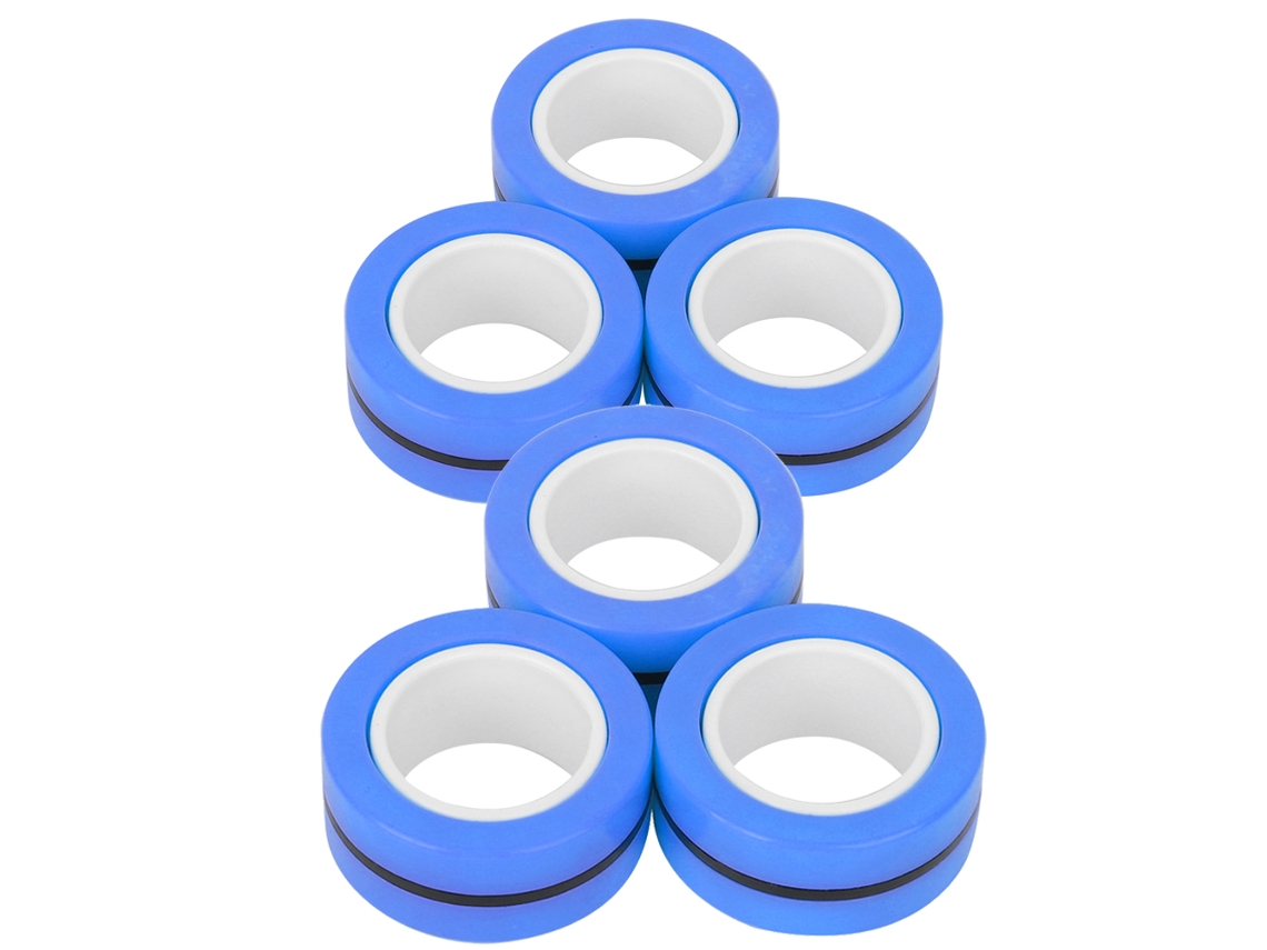 6pcs Anéis Magnéticos Brinquedo Anti-estresse Para Crianças Adultos Azul