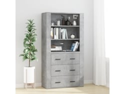 Aparador Alto Madera Contrachapada Gris Hormigón