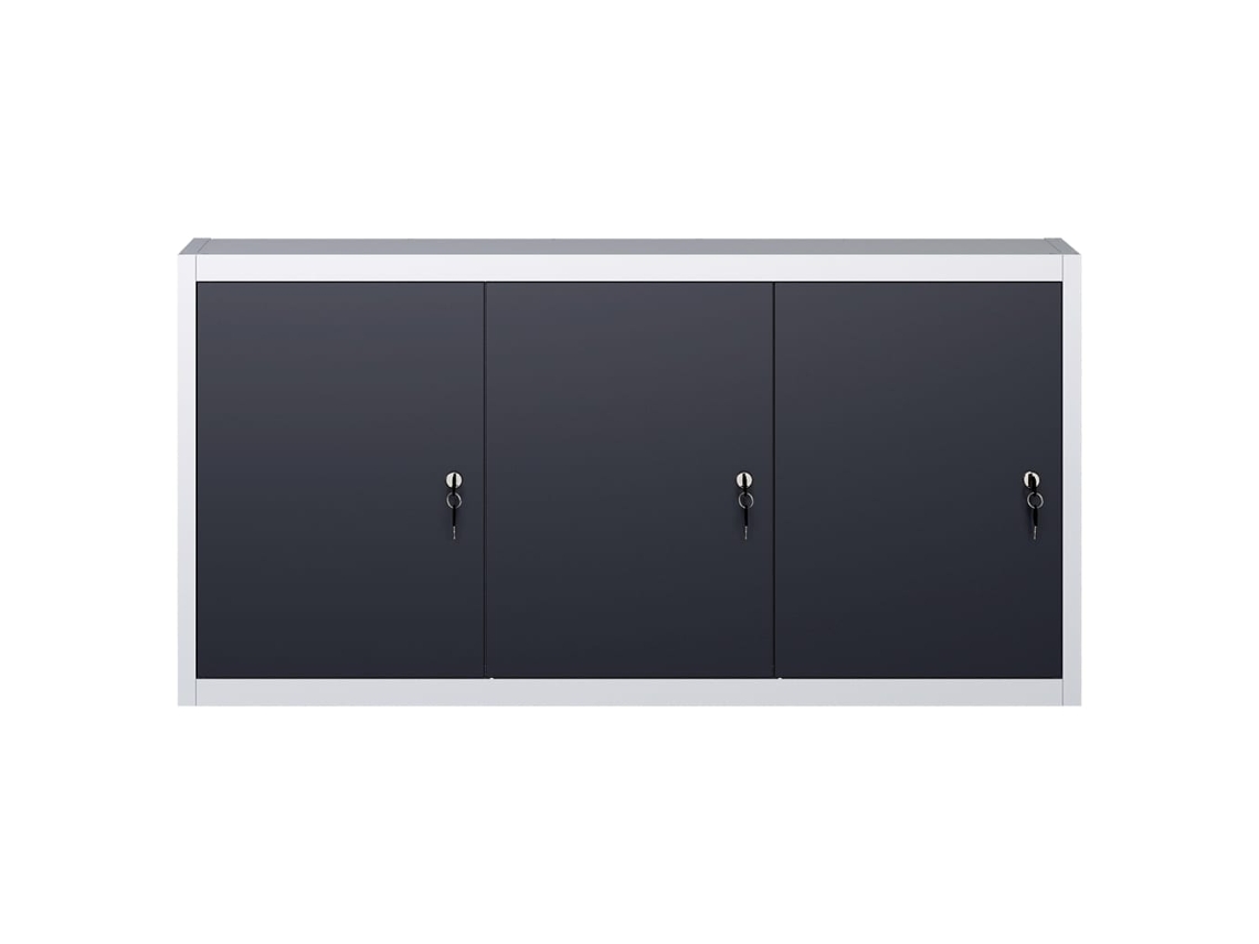 Armario de herramientas industrial de pared, de metal, gris y negro, EXCLUSIVO DE LA CASA