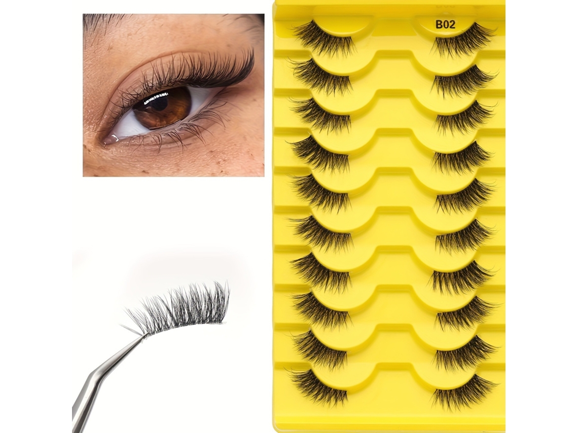 Pestañas Postizas De Estilo Natural Para Alargar La Cola Del Ojo, 10 Pares, Europeo Y Americano, Una Sola Pieza Resistente Al Agua