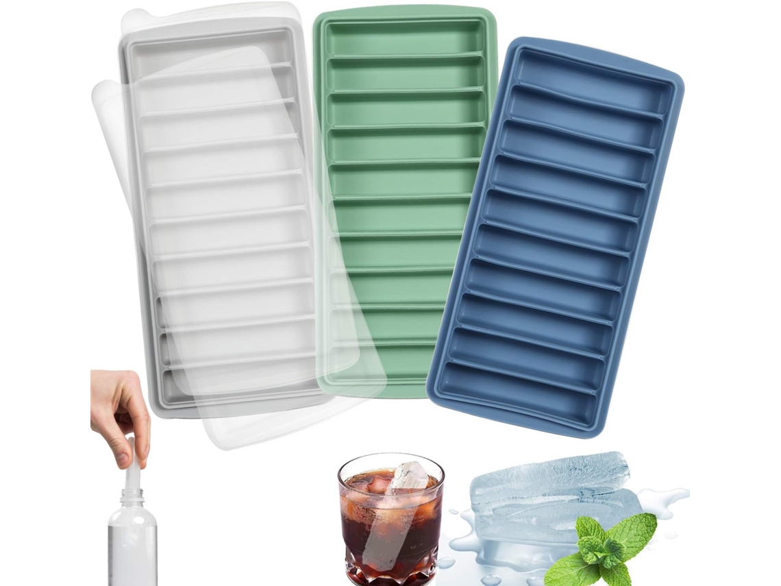 Bandeja de hielo versátil (paquete de 3), multicolor, segura e inodora, de silicona, reutilizable y flexible, para preparar hielo en botellas especiales.