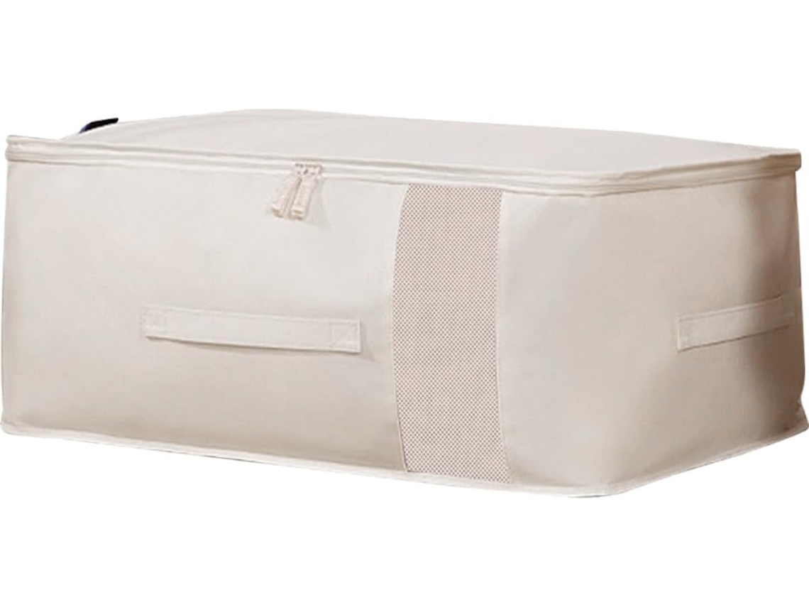 Cesta Almacenamiento Capacidad Edredones Oxford Beige Ventana Transparente Plegable Organizar Mantas Gran Tela