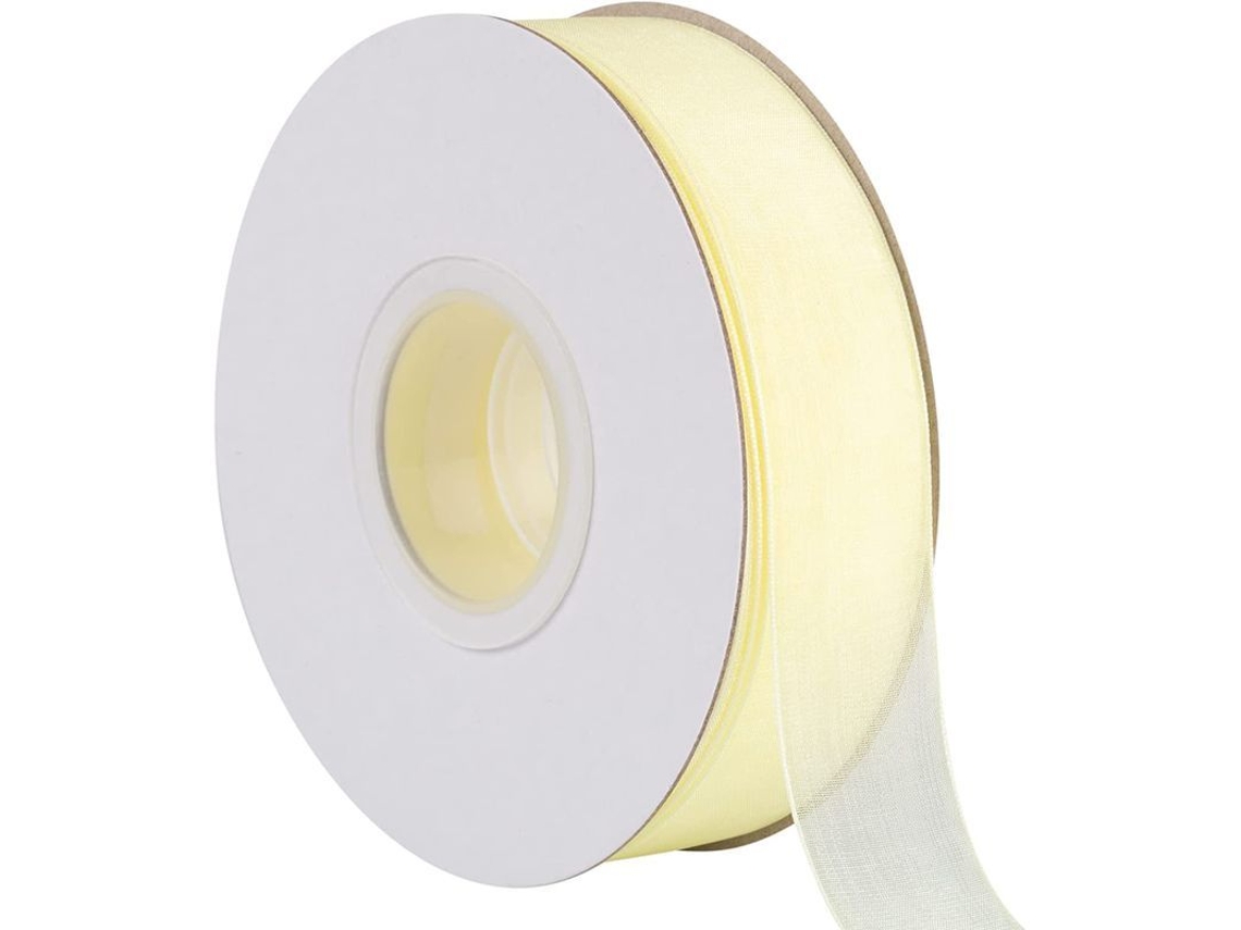 Cinta Organza Transparente 4cm, Cinta Chiffon Crema Brillo Para Manualidades Decoración Boda Regalos (45m)