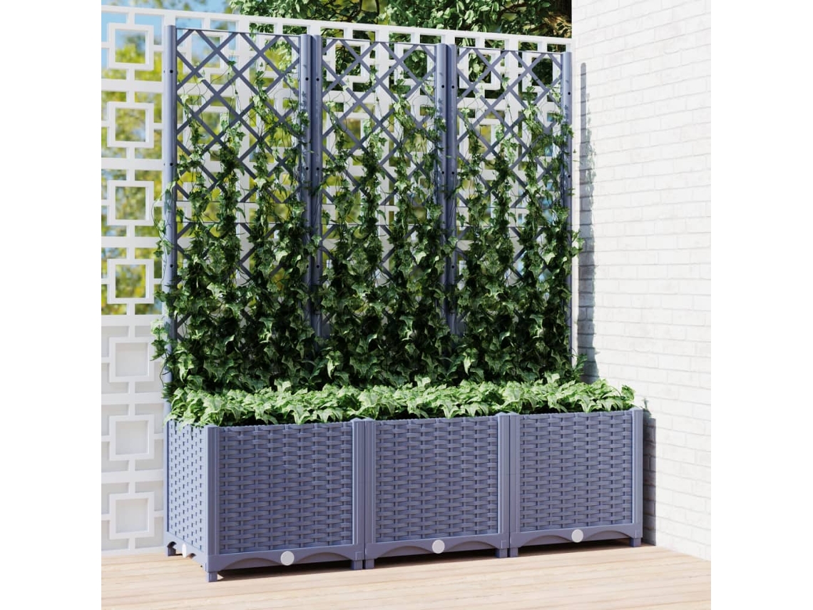 Maceta/Jardinera de Jardín con Enrejado 120X40X136 Cm PP Gris Oscuro