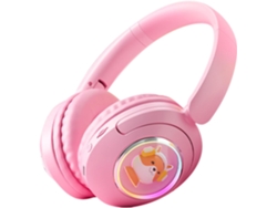 Auriculares con iluminación RGB, sonido de calidad, Bluetooth, color rosa