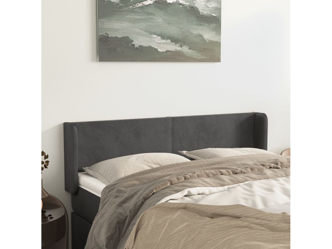 Cabecero De Terciopelo Gris Oscuro 147x16x78/88 Cm