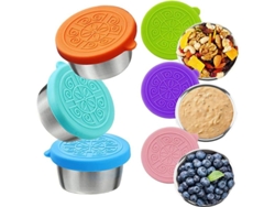 Juego De 6 Tarros De Acero Inoxidable Reciclables Con Tapa Para Aderezos De Ensalada, Ideales Para Picnics Y Viajes.
