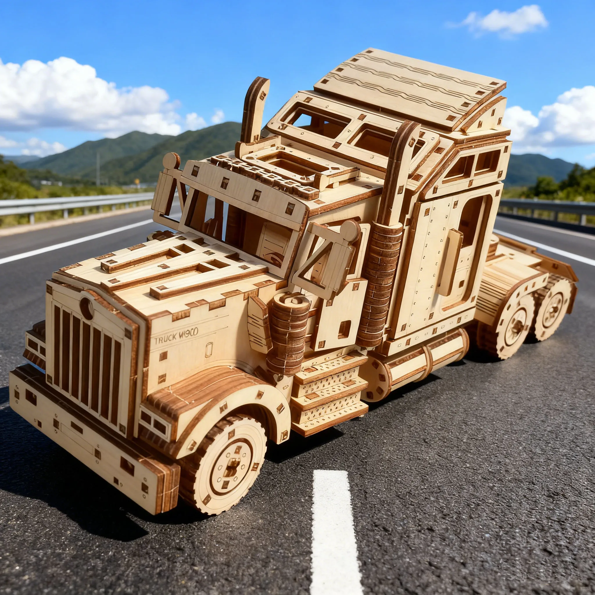 Hazlo tú mismo: Rompecabezas de madera 3D con forma de camión americano - Juguete creativo MDUG