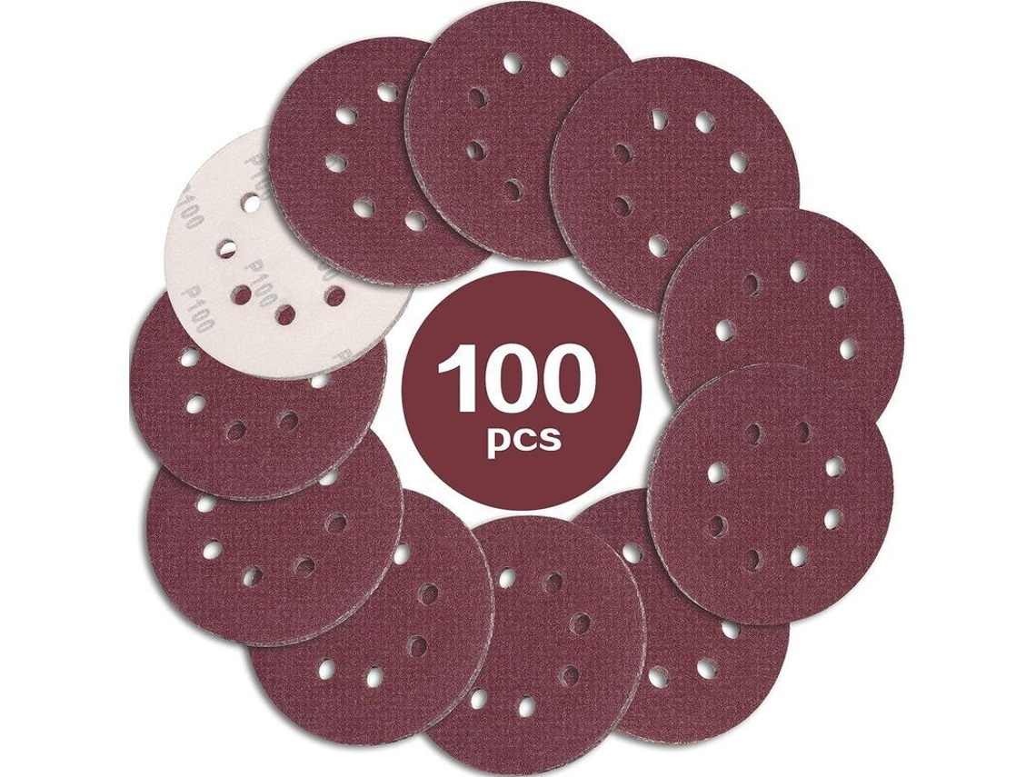 Discos De Lijado De 125 Mm, Grano 100, Con 8 Agujeros Para Lijadora Excéntrica, Pulido Y Rectificado.