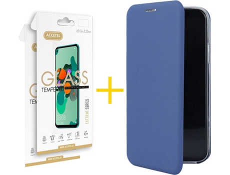 Kit Funda + Protector de Pantalla Apple iPhone 11 Pro Max ACCETEL Flip Cover 0242 Azul