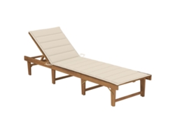 Tumbona plegable Mueble para patio Asiento de jardín con cojín madera maciza de acacia
