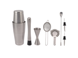 Kit De Coctelería De Acero Inoxidable Con Coctelera Boston Y Juego De Utensilios De Bar.