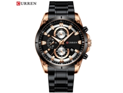 (reloj De Hombre, Negro) Reloj De Negocios Con Calendario, Correa De Acero, Seis Agujas, Multifuncional
