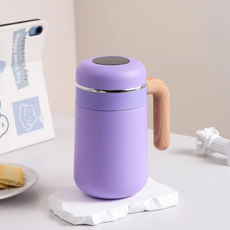 (morado, 480 Ml) Botella De Agua Isotérmica, Acero Inoxidable 316, Pantalla Inteligente De Temperatura, Con Asa, A Prueba De Fugas.