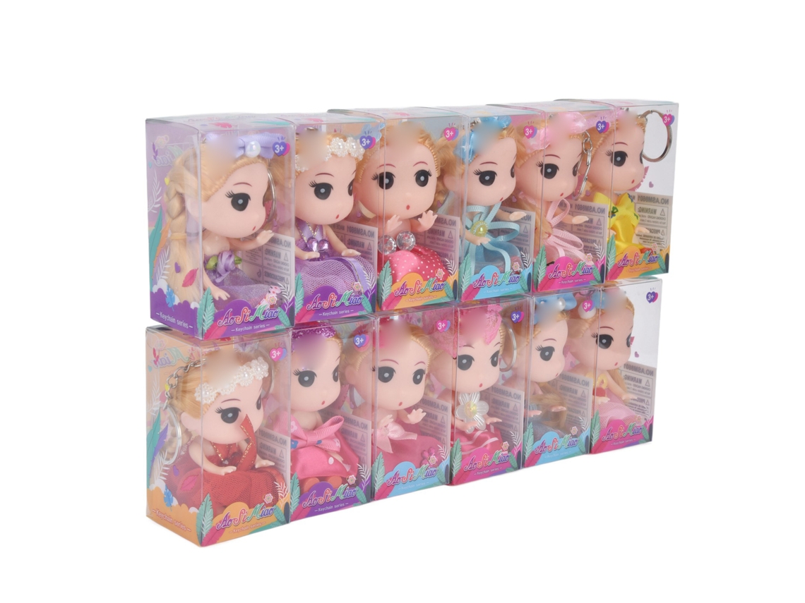 12 Llaveros De Muñecas Miniatura Con Lindos Vestidos Coloridos - Regalo De Cumpleaños
