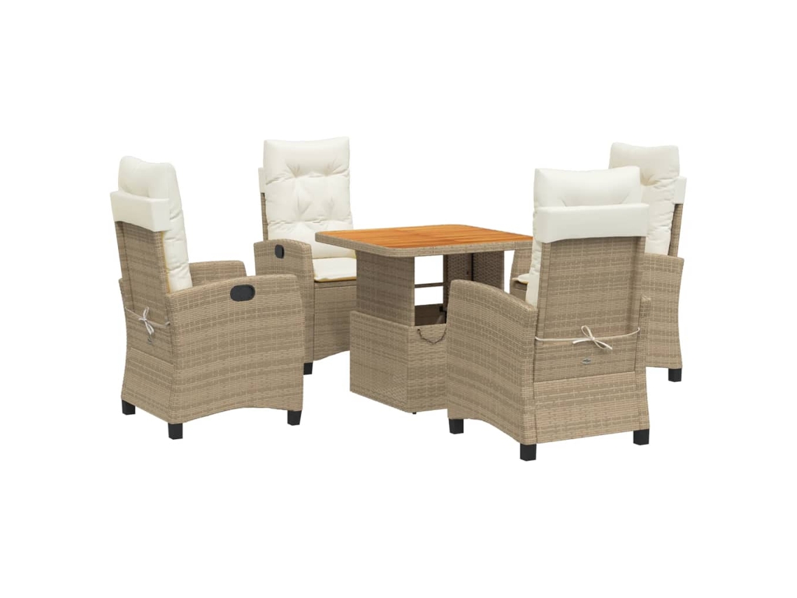 Maison Exclusive - Set Comedor De Jardín 5 Pzas Con Cojines Ratán Sintético Beige