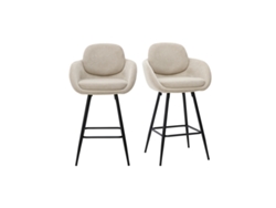 Taburetes De Bar De Tejido Chenilla Beige Y Metal Negro H68.5 Cm (lote De 2) Slake Miliboo