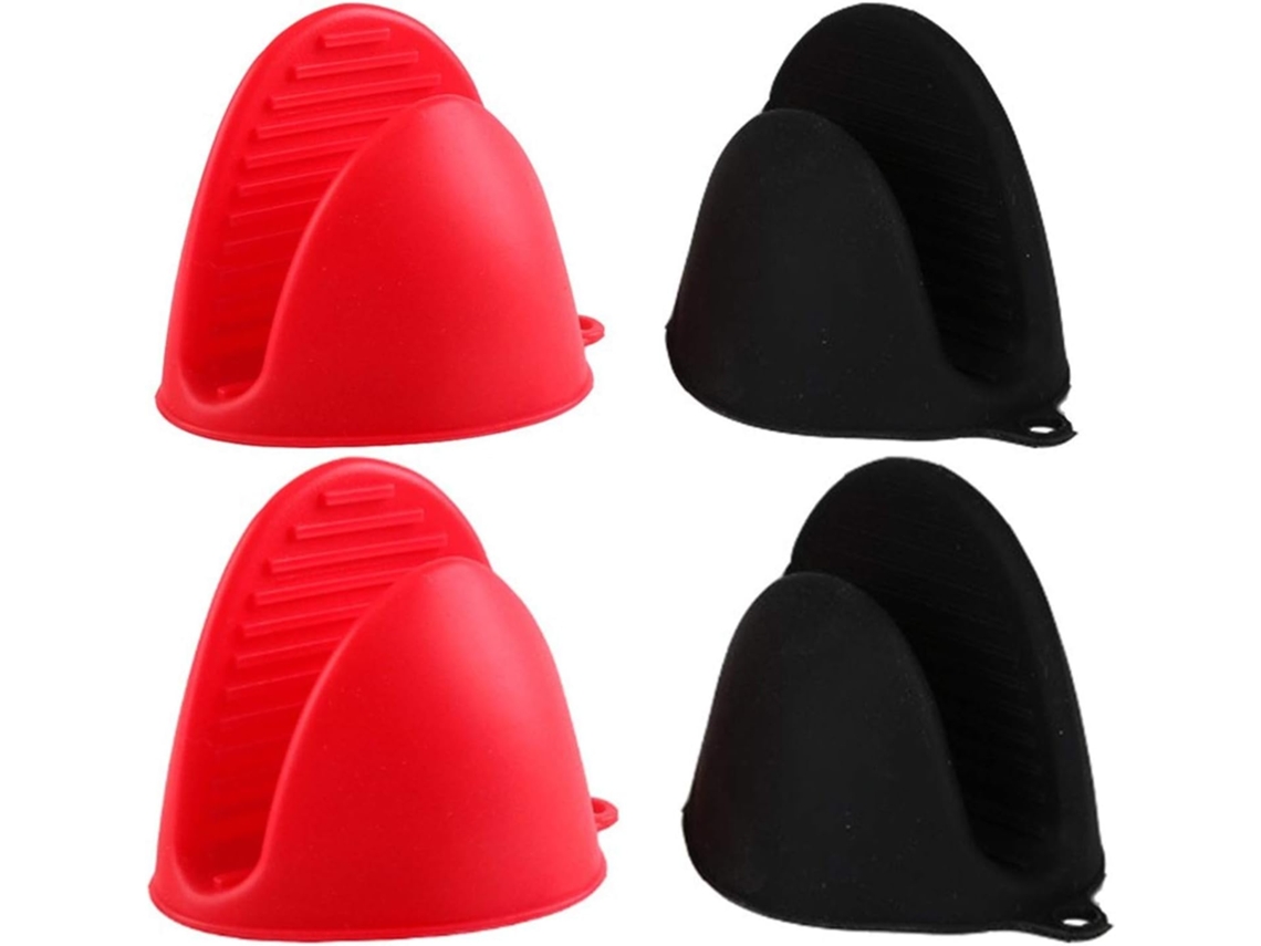 2 Pares Guantes Silicona Negro/rojo Resistentes Calor, Para Cocina/bbq