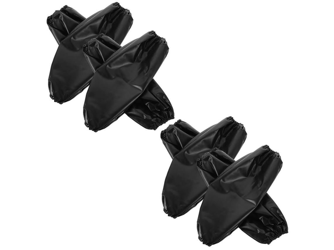 Mangas Elásticas De Pvc Impermeables, Negras Y Rojas, 4 Pares