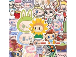 80 pegatinas de monstruos Labubu, lindas calcomanías impermeables de dibujos animados para botellas de agua, computadoras portátiles, patinetas y álbumes de recortes. Viewleaf