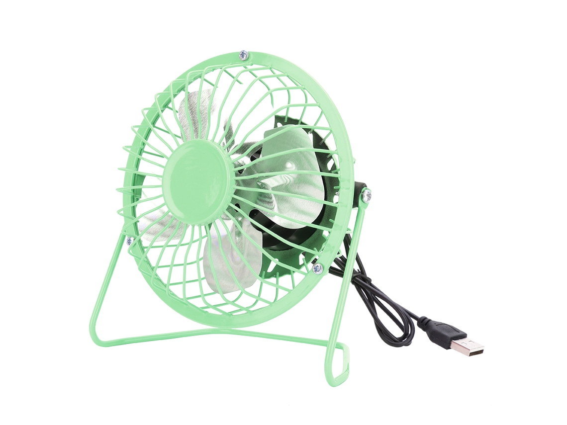 Mini ventilador de escritorio USB, hierro forjado, verde.