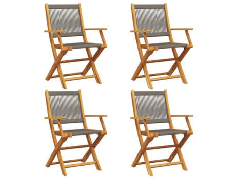 Conjunto 4 Silla De Jardín VIDAXL Gris Madera