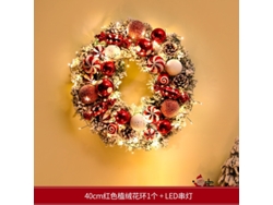 Adornos navideños Corona navideña para ventana Adornos navideños Guirnalda flocada roja de 16 pulgadas Luces Chennnls