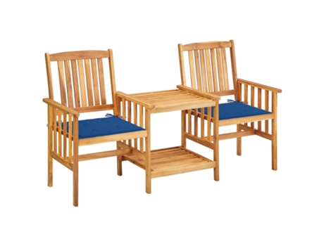 Sillas de Jardín con Mesa de Centro y Cojines Madera de Acacia Maciza MAISON EXCLUSIVE