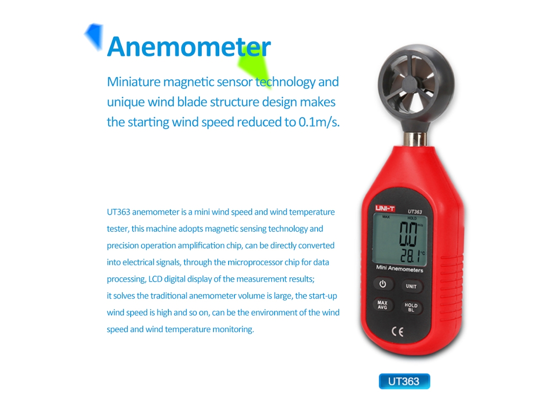 Anemómetro Digital Portátil Uni-t Ut363, Medidor De Velocidad Del Viento Y Temperatura Con Pantalla Lcd, Nivel De Viento 0~12.