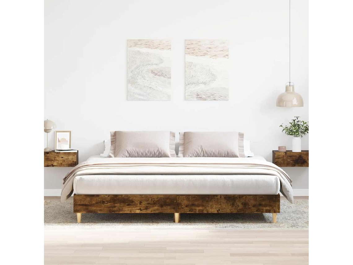 Estructura De Cama Sin Colchón Roble Ahumado 160x200 Cm