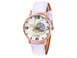 Reloj De Pulsera Unisex De Cuarzo Con Correa De Piel Sintética Blanca Con Estampado De Araña.