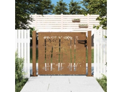 Puerta De Jardín Acero Corten Diseño Bambú 105x80 Cm