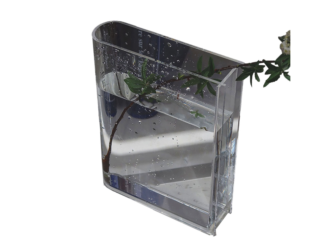 Jarrón decorativo con forma de libro, modelo 2026, para el hogar, el dormitorio y la oficina, con un estilo estético y un toque cultural, transparente (letras negras).