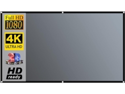Proyector Con Pantalla 16:9 Y Cortina Metálica Antirreflejos De Tela Reflectante (60 Pulgadas), Fabricada Con