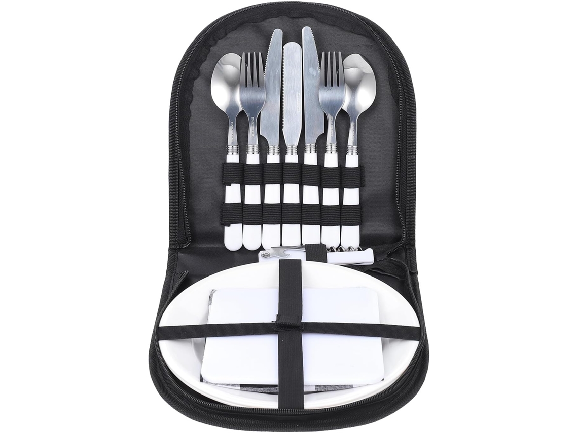 Juego de cubiertos portátiles para camping, 4 piezas, acero inoxidable