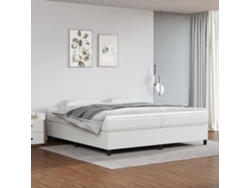Cama Box Spring Con Colchón Cuero Sintético Blanco 200x200 Cm