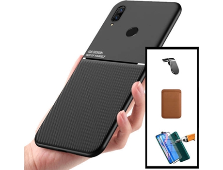 Kit Carcasa, Protector y Soporte Magnético Huawei P Smart Z PHONECARE Magnetic Lux, Magentic Wallet L Safe Driving Marrón