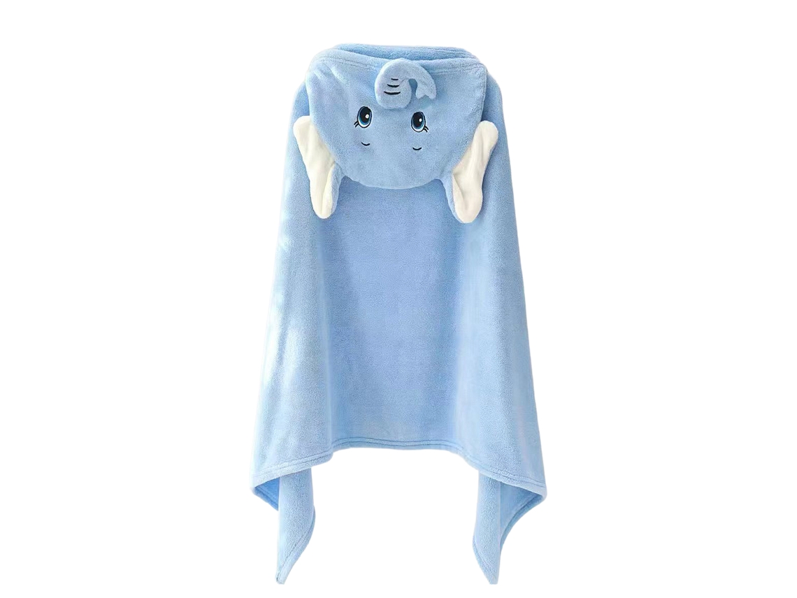 Bata Manta Infantil Con Capucha Diseño Elefante. 70x140 Cm.