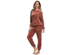 2026-conjunto De Pijamas De Invierno Caliente Con Forro Polar, Camiseta Y Pantalones De Cuello Redondo, Suave, Para Mujer Talla Plus