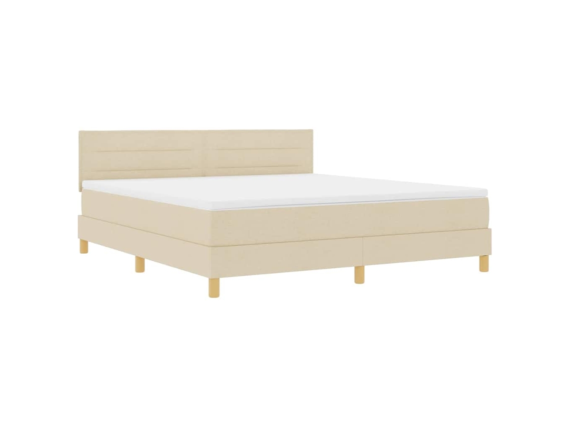 Maison Exclusive - Cama Box Spring Led Con Colchón Con Led Crema 180 X 200 Cm Tela