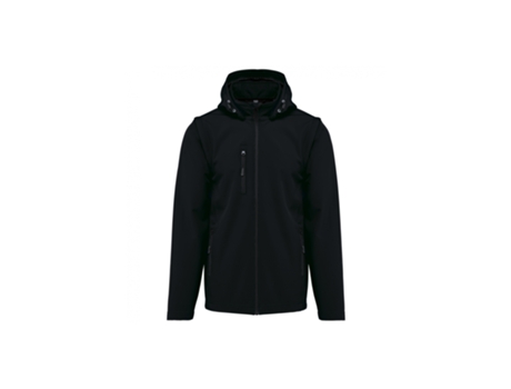 Sudadera con Capucha KARIBAN Capas Mangas Desmontables Negro (S)