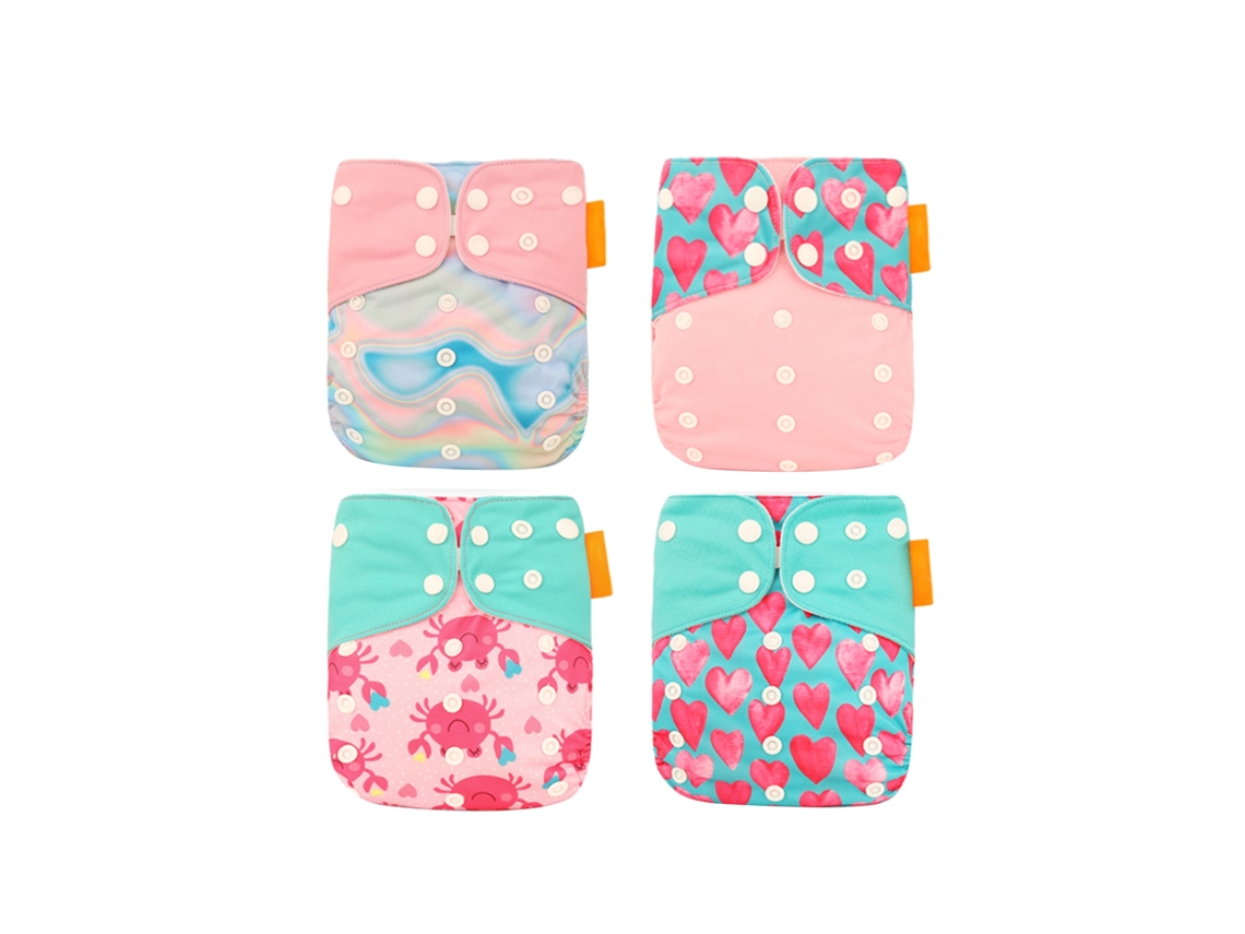 4 Pañales De Tela Elásticos Absorbentes, Lavables Y Reutilizables Para Bebés Niños Y Niñas.
