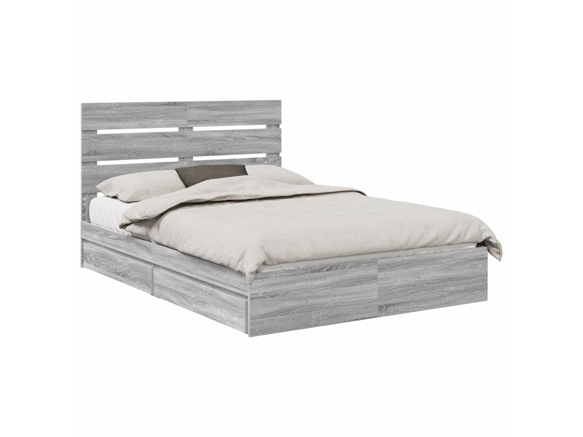 Maison Exclusive - Cama Con Almacenamiento Con Cabecera Gris Sonoma 140 X 200 Cm